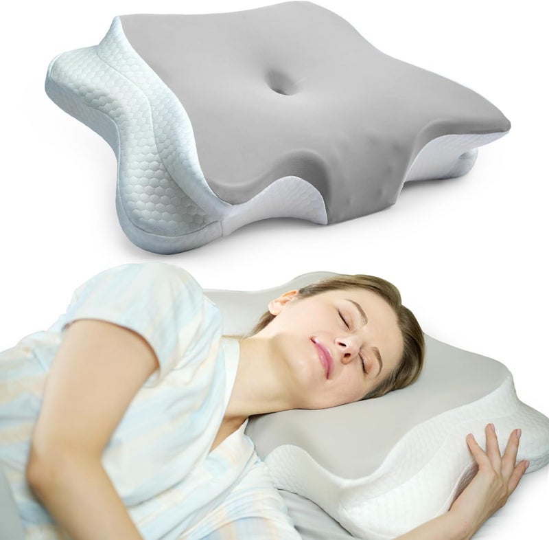 Newpol Comfort Memory Foam Pillow for Neck Pain Relief & Cervical Support - Cooling Material Ergonomic Bed Massage Pillow for Side/Back/Stomach Sleepers - Image 1